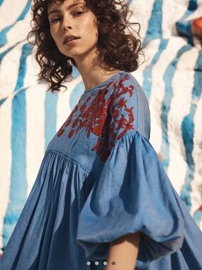 HEMANT & NANDITA Lianna Embroidered Blouse